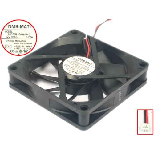 NMB-MAT 2806GL-04W-B40 TA1 Server Cooling Fan DC 12V 0.22A 70x70x15mm 2-Wire