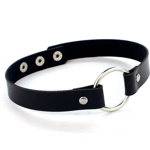 New Fashion Round Collar Neck Punk Round Gothic Goth Choker Necklace Love PU Leather Neck Buckle Necklaces Jewelry For Women