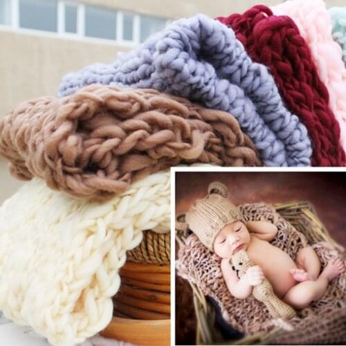 Newborn Baby Photography Props Unisex Solid Color Photo Backdrop Infant Handmade Wool Knitted Warm Breathable Crochet Outfits#20