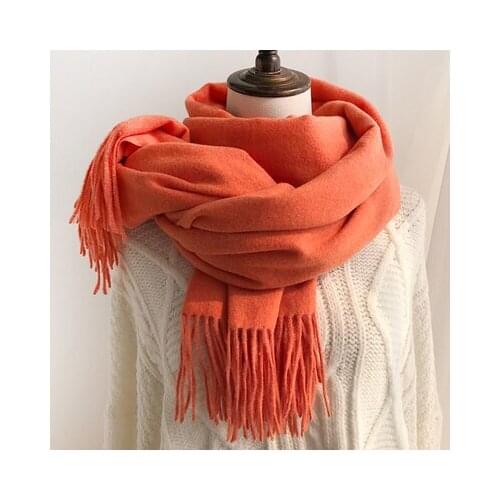 New Cashmere Like Scarf Women Winter Solid Color Wool Scarf for Warm Korean Style Fringed Big Shawl