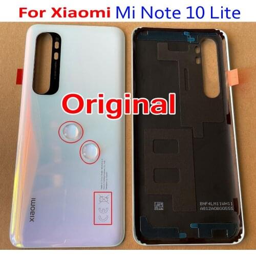 Original Glass Best Battery Back Cover Housing Door Rear Case For Xiaomi Mi Note 10 Lite Mobile Shell Phone Lid with Adhesive