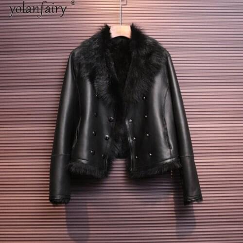Real Fur Coat Winter Genuine Leather Jacket Women Clothes 2020 Natural Sheep Shearling Fur Coats and Jackets Women Blazer KJ5199