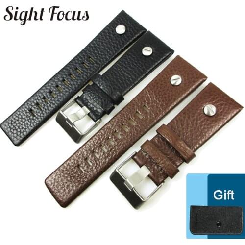 22mm 24mm 26mm 28mm Litchi Grain Calfskin Leather Watchband for Diesel Hamilton Pam Watch Strap Bracelet Belt Rivet Band Correa
