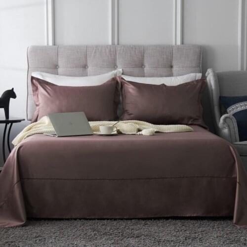 Luxury 100% Cotton Bed Sheet 245x245cm solid color white pink gray blue Bed Bedsheet Pillowcases 270x245cm 3pcs