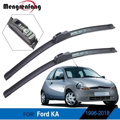 For Ford KA Hatchback Convertible Car Front Windscreen Wiper Blades Soft Rubber Wiper J Hook & Push Button Arms 1996-2018