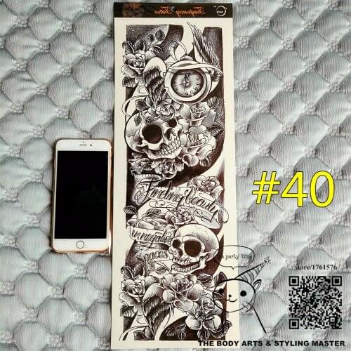 SHNAPIGN "The Curse of Beauty" Full Sleeve Temporary Body Art,48*17cm Flash Tattoo Stickers, Waterproof Adult Sex Products Henna