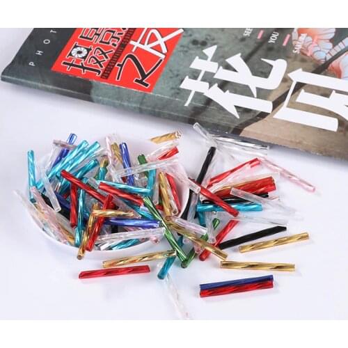 Mixed Colors 100Pcs 2.5mm*25mm Czech Twist Bugles Glass Tube Seed Beads for jewelry Making,Women Diy Garment Sewing Accessories