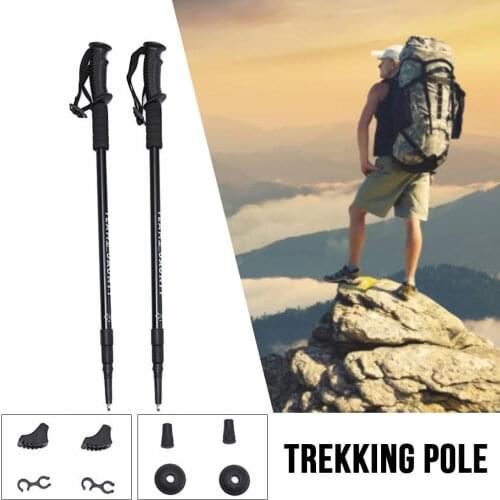 Trekking Pole Set Three-section Straight-handled Trekking Poles Ski Poles Shock Absorber Walking Sticks Adjustable Trekking