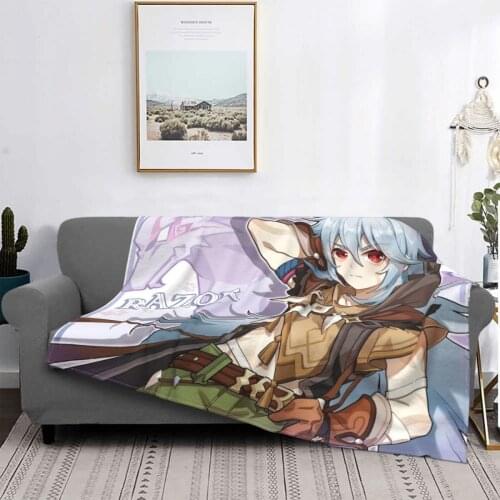 Genshin Impact Blankets Velvet Print Berserker Multi-function Super Soft Throw Blanket for Bedding Outdoor Bedding Throws