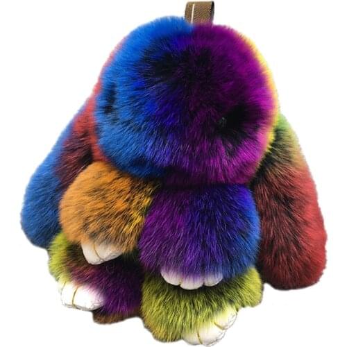 Car decoration creative colorful play dead rabbit pendant fur plush cute rabbit keychain