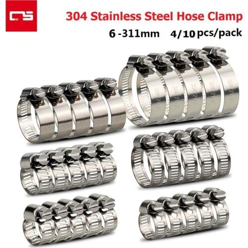 Hoses Clamps Clips 72-311mm Adjustable Stainless Steel Fuel Line Clamp for Air Water Tube Plumbing Automotive Mechanical Pipe
