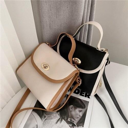 Women Fashion Casual Small Square Bag Handbag Small Bag PU Leather Hand Bag Solid Color Flap Fashion Crossbody Messenger Bag