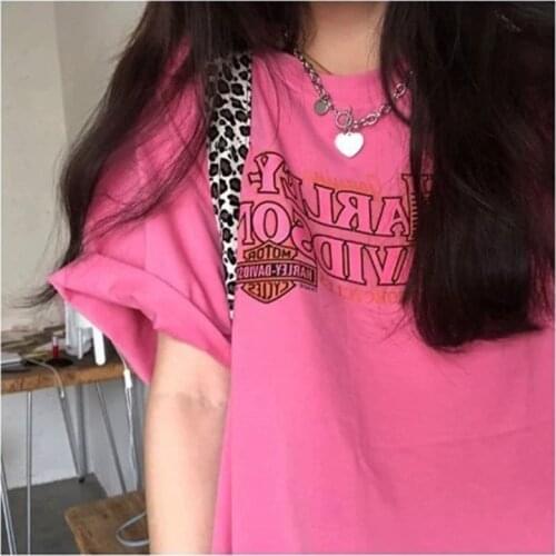 4 Sizes M-2xl Causal Loose All Match Fashion Basic Cute Letter Printed Short Sleeve Women Top Woman T-shirts