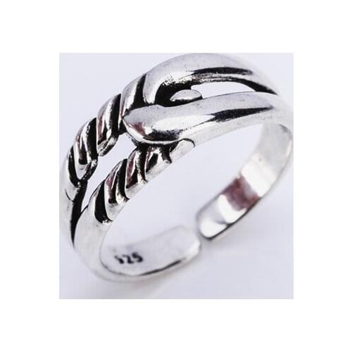 Ring For Women Females Jewelry Accessory Gift Silver-Plated Resizable Design Vintage Retro Ring 2020 New Double layer Hollow Out