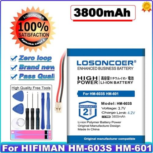 100% New LOSONCOER 3800mAh HM-603S High Capacity Battery For HIFIMAN HM-601 HM-603S SLIM HM-602 Batteries~In Stock