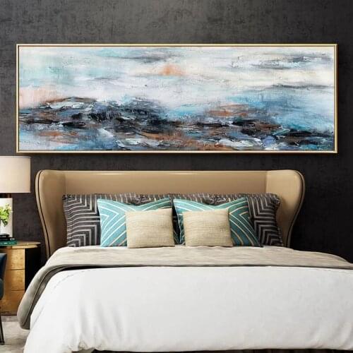 100% Hand Painted Oil Painting Blue Grey Cloud Abstract Think Lndepende Wall Pictures For Living Room Canvas Modern Art