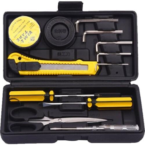 13pcs/set Hand Tool Set General Household Repair Hand Tool Kit With Plastic Toolbox Storage Case
