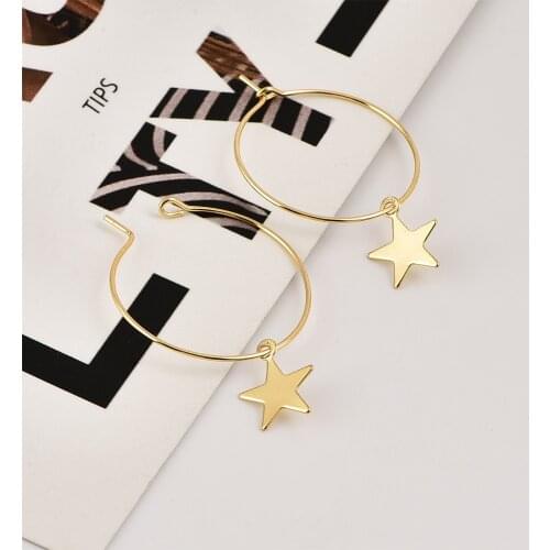 2019 New Personality Simple Pentagram Earring Female Metal Star Hoop Earrings For Women Girl Trendy Statement Brincos Jewelry