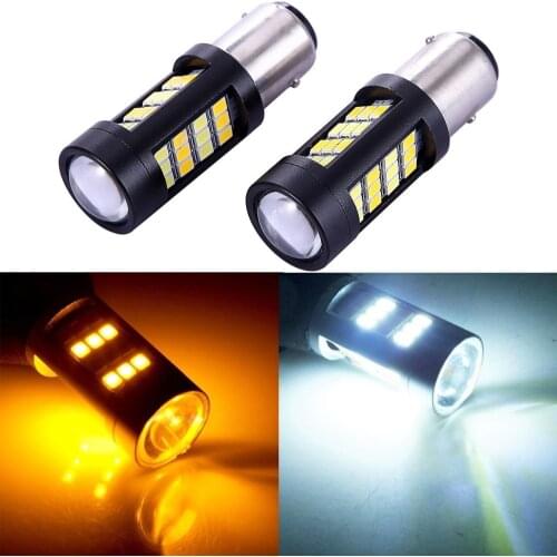 2x P21/5W 1157 BAY15D 42 SMD 2835 LED Wedge Car Turn Led Signal Lamp Light Retrofit External Bulb 12V White Amber Double Color