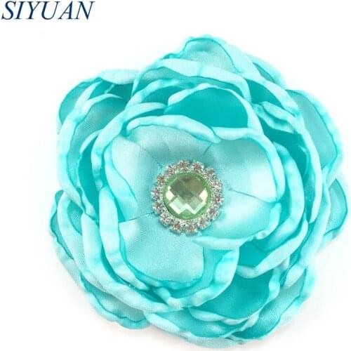 3pcs/lot 10cm Burned Satin Flowers with Diamond 7-layer Singed Fabric Flowers Geogeous Headwear Weddding Accessories TH292