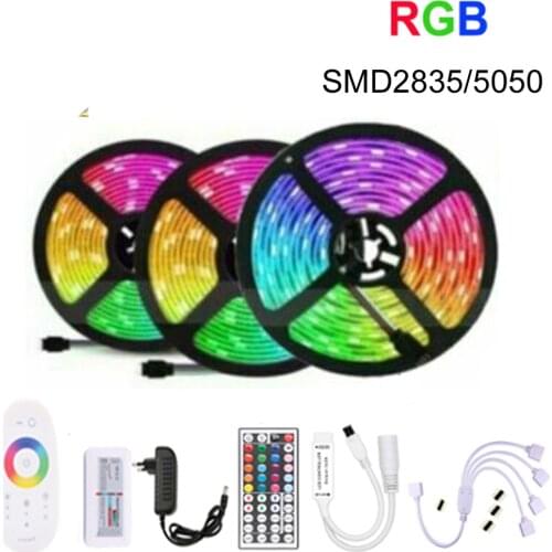5M-20M SMD2835 5050 LED Strip DC12V RGB / RGBW / RGBWW Flexible Light Tape RGB Color LED Strip Set +Remote Control+Power Adapter