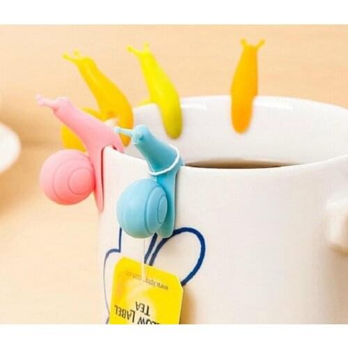 5Pcs/Set Tea Bag Holder Silicone Cute Snail Shape Tea Pot Novelty Bag Clips Drinkware Tableware Decoration