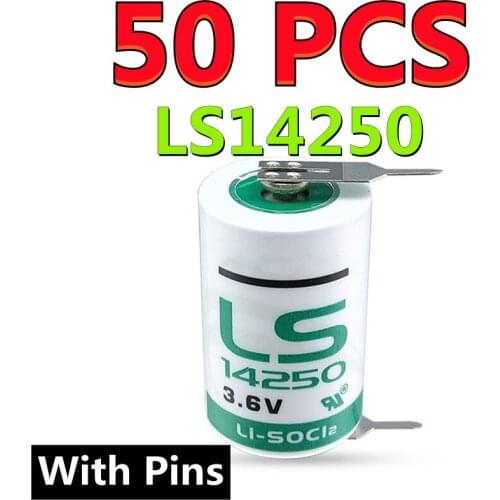 50pcs Original New For SAFT 3.6V 14250 1/2AA LS14250 Cells For Meter Electronic Equipment PLC Lithium Battery With Pins