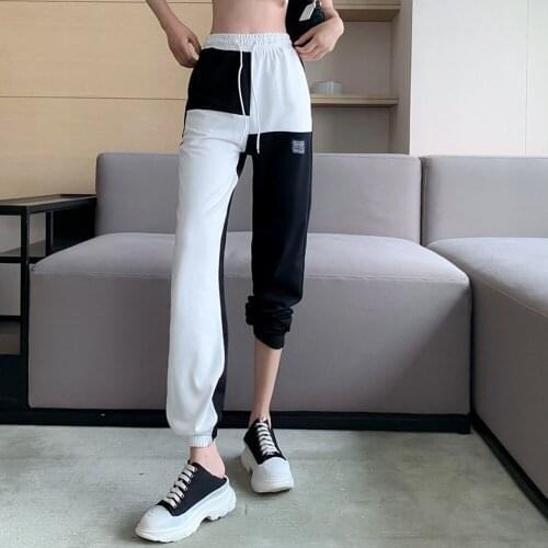 Casual Straight-leg Pants Women Thin Section 2021 New Summer Fashion High Waist Slim Asymmetry Stitching Harlan Sports Trousers