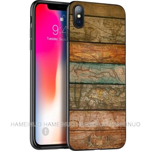 Black tpu case for iphone 5 5s SE 2020 6 6s 7 8 plus X 10 XR XS 11 pro MAX silicon cover case texture wood Style