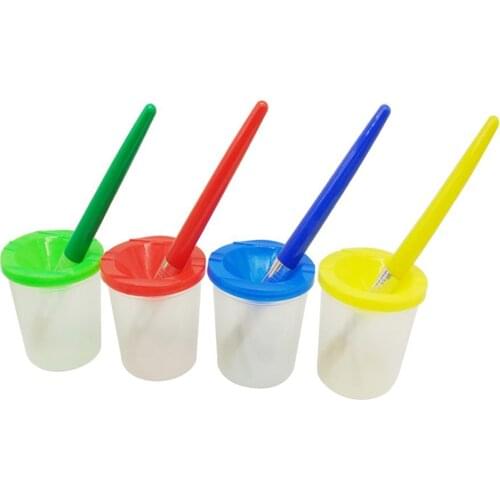 Children Painting Brushes Cleaning Cup Set Color-Matched Paint Brushes Kit Kids Drawing Tools