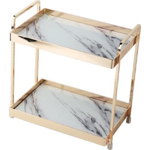 Double Cake Stand Luxury Makeup Organizer Jewelry Lipstick Perfume Storage Tray Wedding Party Tableware Desktop Finishing Shelf