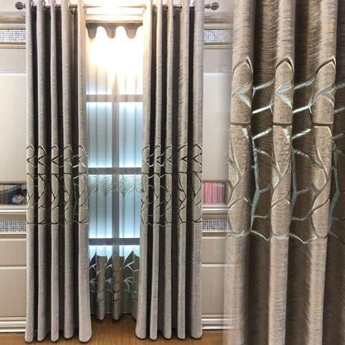 European flannel laser embroidery simple modern hollow embroidery / living room curtain