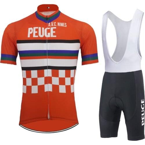 Retro Cycling Jersey Orange Man Short Sleeve Set 9D Gel Breathable Pad MTB Bike Bicycle Clothes Tops Maillot Ciclismo Triathlon
