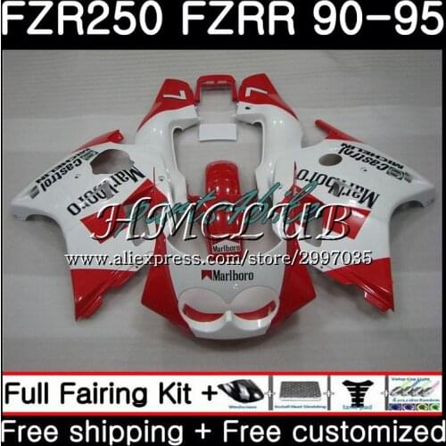 FZR250R For YAMAHA FZR-250 1990 1991 1992 1993 1994 1995 2HC.6 FZRR FZR 250 250R R FZR250 90 91 92 93 94 95 Red white Fairing