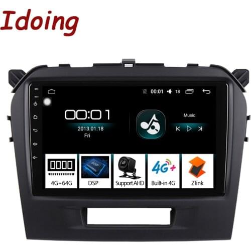 Idoing 9"4G+64G 2.5D IPS 8Core Car Android 8.1 Radio Player For Suzuki Grand Vitara 2014-2016 GPS Navigation GLONASS no 2 din
