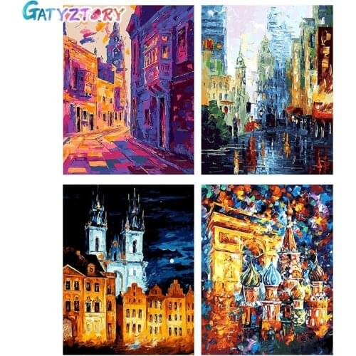 Gatyztory 60×75cm Painting By Number Street Scenery Canvas Drawing Handpainted Kits Acrylic Paints Art Unique Gift Wall Decor