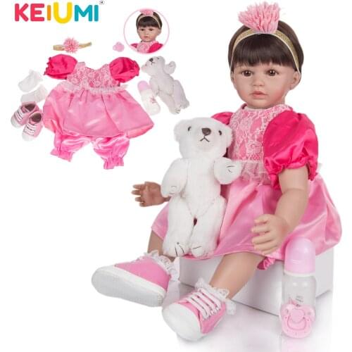 KEIUMI 2020 New Arrial Silicone Reborn Baby Dolls Cloth Body Pick One Of Two Simulate Boneca Reborn Toddler Pillow Birthday Gift