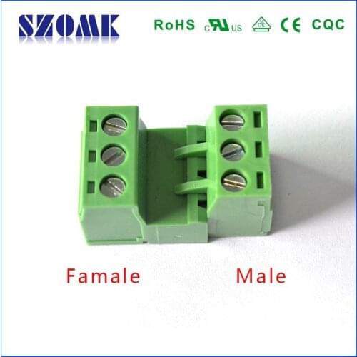 50 pcs/lot, electronics female & male terminal blocks 5.08 pitch -3 pins connectors for cable