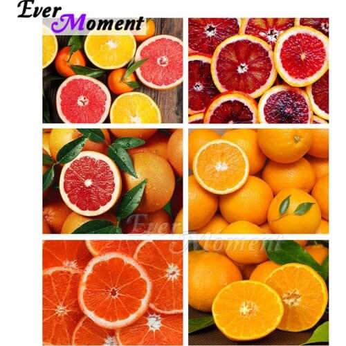 Ever Moment Diamond Painting Embroidery Fruit Orange Grapefruit Full Square Resin Drill Wall Art Decoration Gift Kits ASF2263