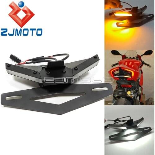 License Plate Holder Bracket For Ducati V4 V4S V2 2020-UP Motorcycle Tail Tidy Fender Eliminator LED Light Amber Turn Signals