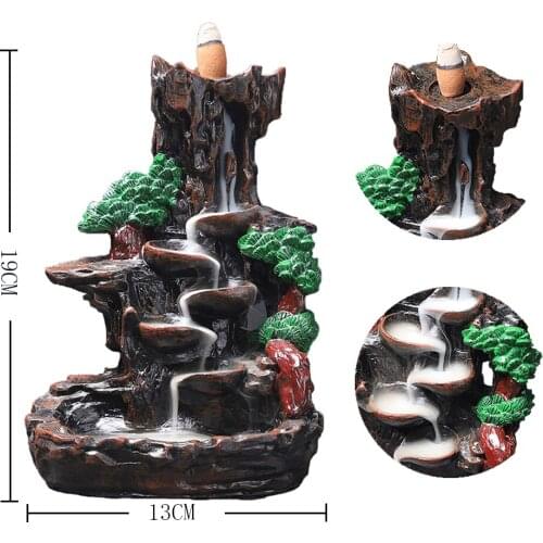 Zen Mountains River Waterfall Backflow Incense Burner Censer Meditation Crafts Temple Home Room Decoration Gifts Zen Ornaments