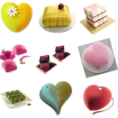 Square Mousse Baking Mould Heart Cake Decorating Tools Non-Stick Silicone Mold Party Dessert Kitchen Bakeware Pastry Tool