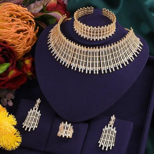 Missvikki Luxury Gorgeous Big Necklace Earrings Jewelry Set Women Wedding High Quality Gorgeous Sparkly Women Wedding Engagement