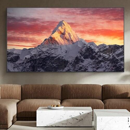Everest Mountain In Sunset Poster And Prints Canvas Wall Art Painting Landscape Picture Decoration For Living Room Cuadros
