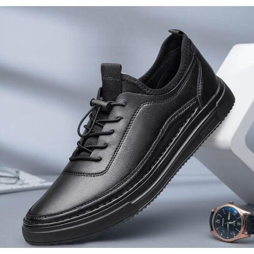 New Men Shoes Fashion Genuine Leather Lace-up Loafers Breathable Lace up Comfortable Casual Luxury Shoes Outdoor Mens Sneakers
