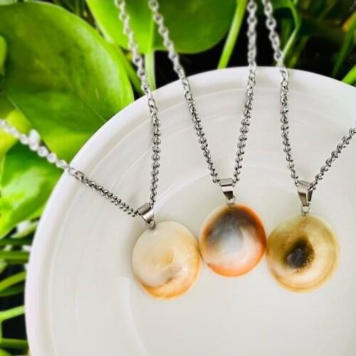Shell Stone Pendant Necklace for Women Stainless Steel Chains for Men Natural Stone Jewelry New Necklace 2021 Wholesale