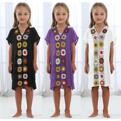Kids Girls Beach Cover Up Girl Dress Tunic Pareos Bikini Swim Coverups Boho Crochet Robe Plage Beachwear Sundress 7 Year Dresses