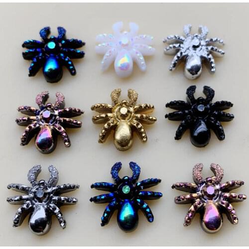 60pcs Animal Art Designs Spider Jewelry Charms DIY Halloween Decorations Accessories 13mm-B58