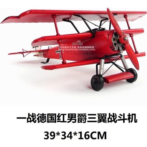 Hot Classic World War I German Fighter Red Baron Model Creative Mini Iron Aircraft Best Gift Home Bar Decoration