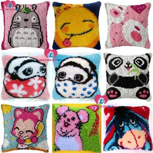 Dropshipping Cartoon Latch Hook kits Cushion cross stitch Pillow Diy Handmade Printed Latch Hook Kit klink haak kleed home decor